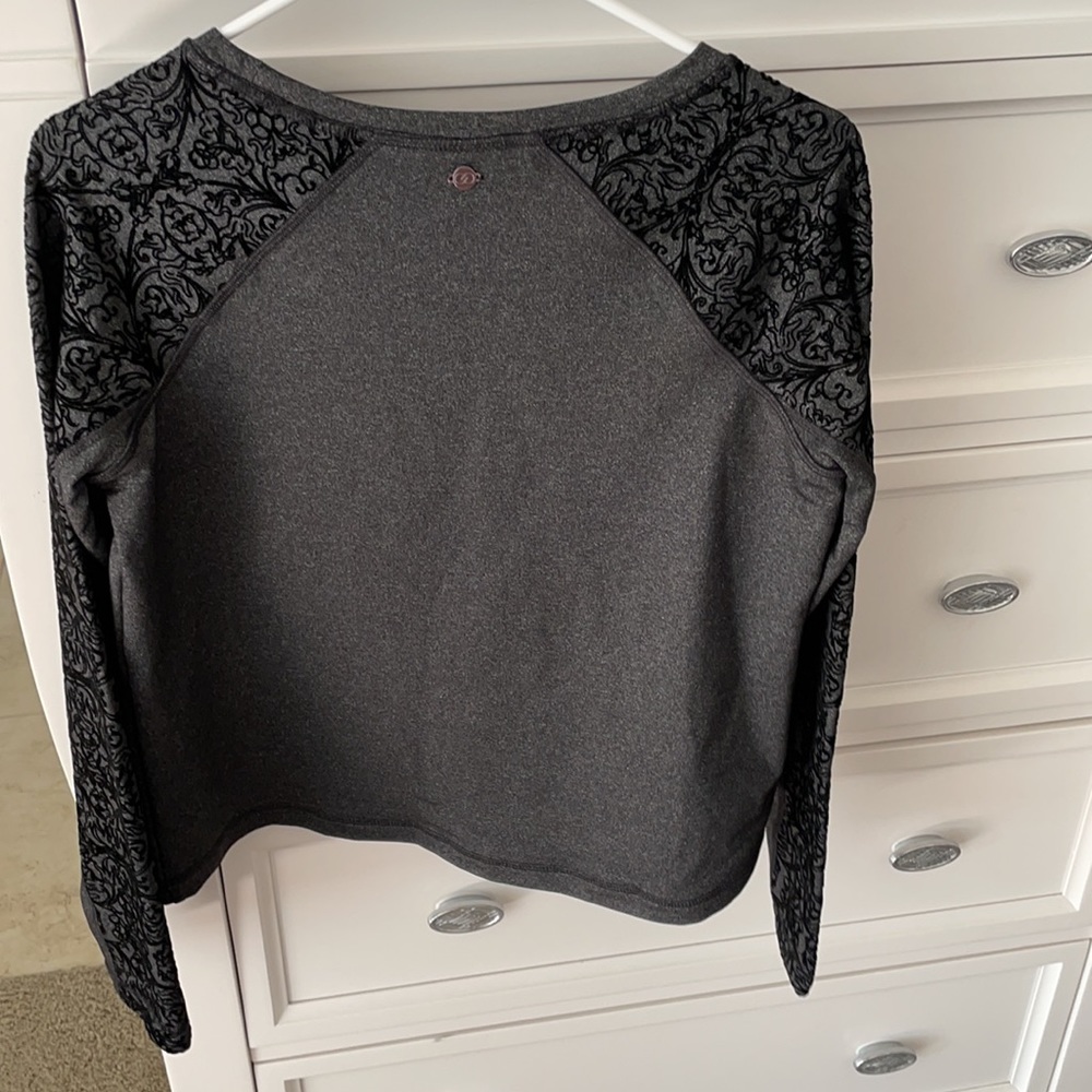 Calia dark gray velvet long sleeve workout top - Picture 2 of 5